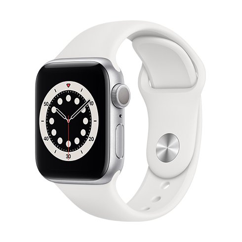Apple Watch Series 6 GPS, 40mm sivá, hliníkové puzdro so športovým remienkom biela, Trieda B - použité, záruka 12 mesiacov