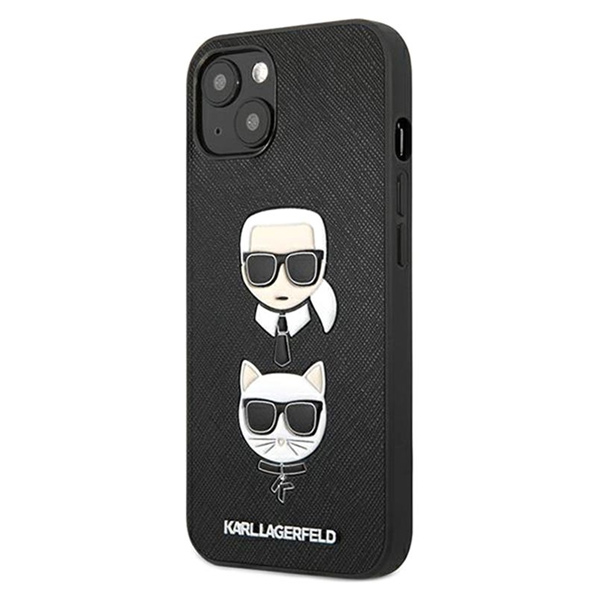 Puzdro Karl Lagerfeld PU Saffiano Karl and Choupette Heads pre iPhone 13 mini, black