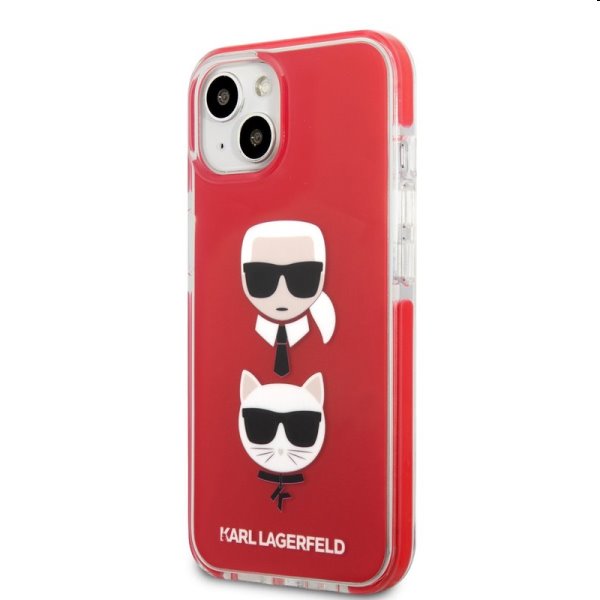 Zadný kryt Karl Lagerfeld TPE Karl and Choupette Heads pre Apple iPhone 13 mini, červená