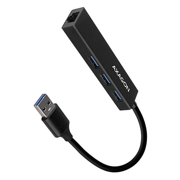 AXAGON HMA-GL3A 3x USB-A + GLAN, USB3.2 Gen 1 hub, kovový, 20 cm USB-A kábel