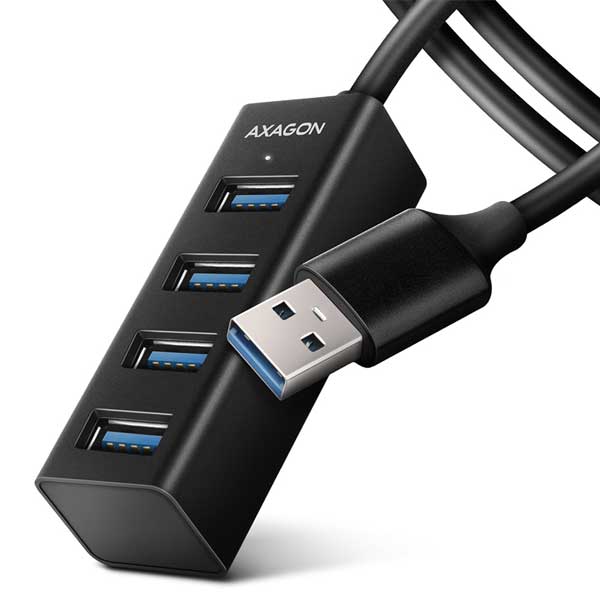 AXAGON HUE-M1AL 4x USB 3.2 Gen 1 MINI hub, kovový, 1,2m USB-A kábel