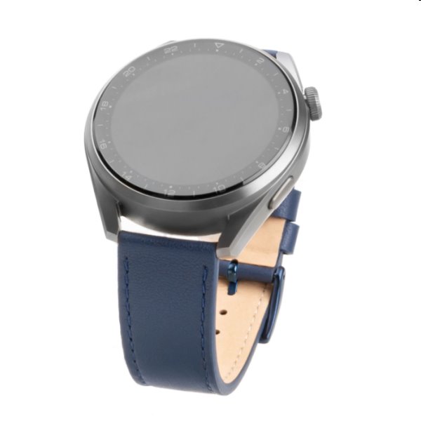 E-shop FIXED Kožený remienok s Quick Release so šírkou 22 mm pre inteligentné hodinky, modrá FIXLST-22MM-BL