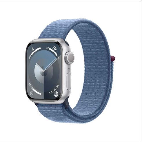 Apple Watch Series 9 GPS 41mm strieborná , hliníkové puzdro so športovým remienkom ľadová modrá MR923QCA