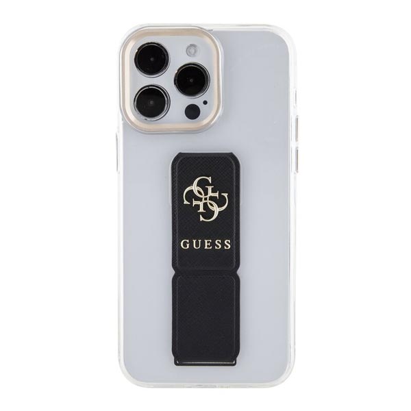 Zadný kryt Guess PU Grip Stand 4G Metal Logo pre iPhone 15 Pro, čierna 57983117151