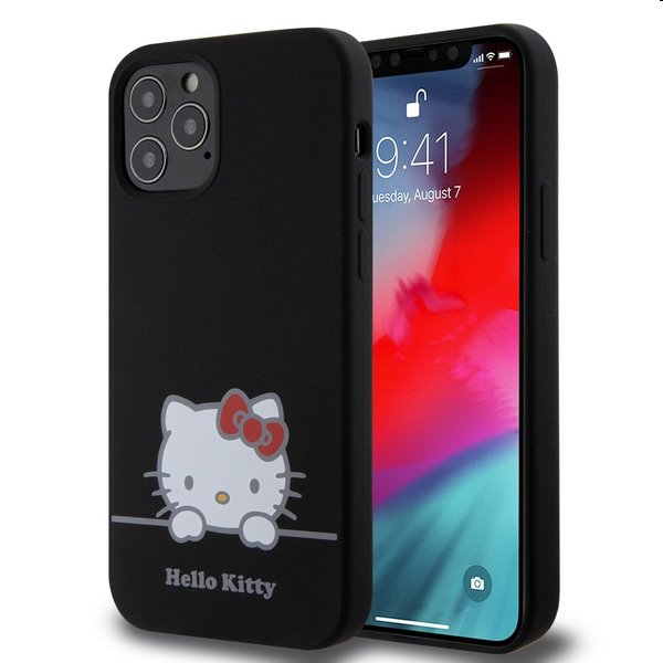 Zadný kryt Hello Kitty Liquid Silicone Daydreaming Logo pre Apple iPhone 1212 Pro, čierna 57983116910