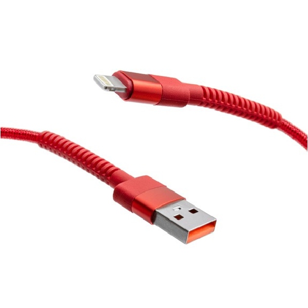 MobilNET Dátový a nabíjací pletený kábel USBLightning, 3A, 1m, červený KAB-0244-USB-LIGHT