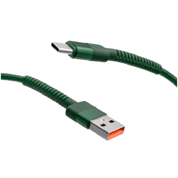 MobilNET Dátový a nabíjací pletený kábel USBUSB-C, 3A, 2m, zelený KAB-0251-USB-TYPEC