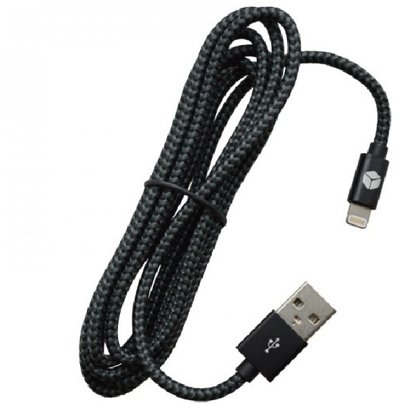 Sturdo Dátový a nabíjací pletený kábel  USBLightning, 2A, čierny KAB-0083-STU-LIGHT
