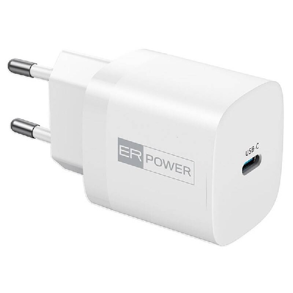 ER POWER Sieťová nabíjačka GaN USB-C, 33 W, biela