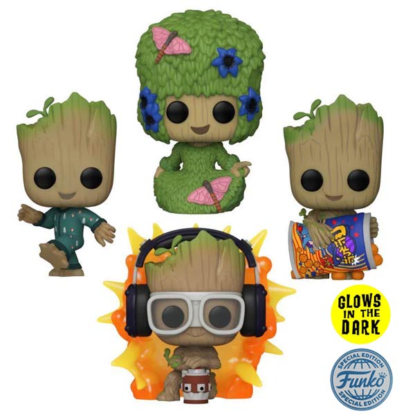 POP! 4 Pack Marvel: I Am Groot - Groot Special Edition (Glows in The Dark) 4Pack 