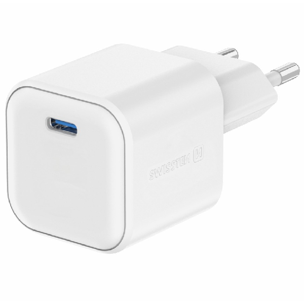 SWISTEN sieťový adaptér GaN 1x USB-C 20 W PD, biely