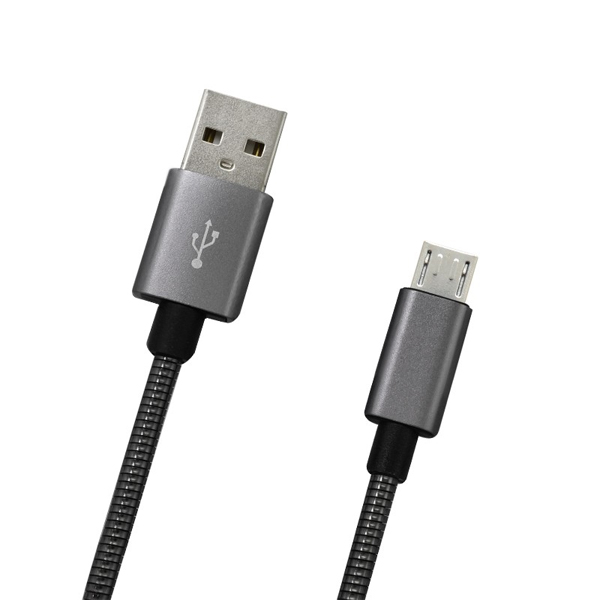 MicroUSB data kábel 2A, kov, 1 m