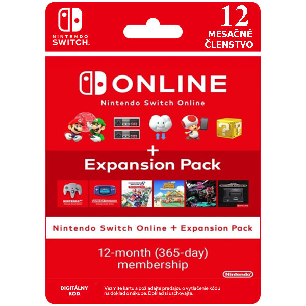 Nintendo Switch Online predplatné na 365 dní + Expansion Pack (Individual) NSW