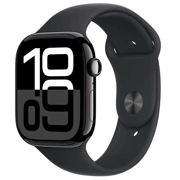 Apple Watch Series 10 GPS + Cellular 46mm Klavírne čierne hliníkové s čiernym športovým remienkom - S/M