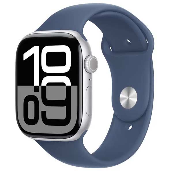 Apple Watch Series 10 GPS + Cellular 46mm Strieborné hliníkové s denimovým športovým remienkom - S/M