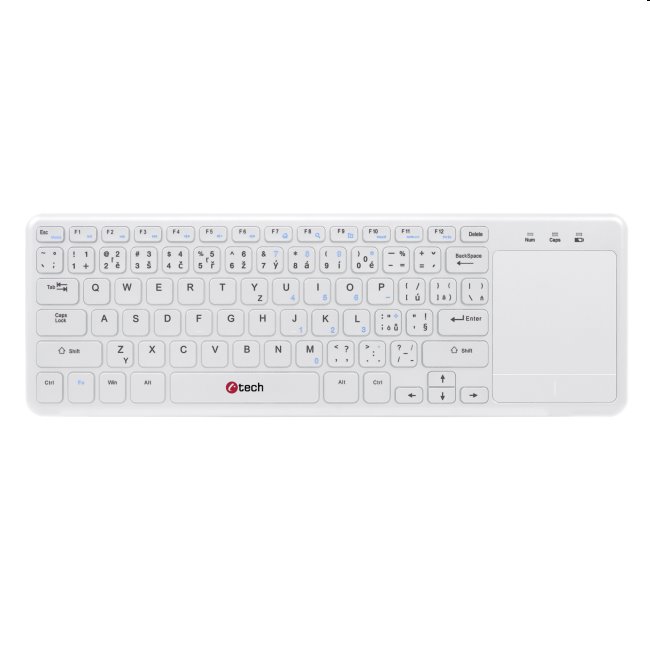 C-Tech wireless keyboard w touchpad, white (SK layout), vystavený, záruka 21 mesiacov WLTK-01W