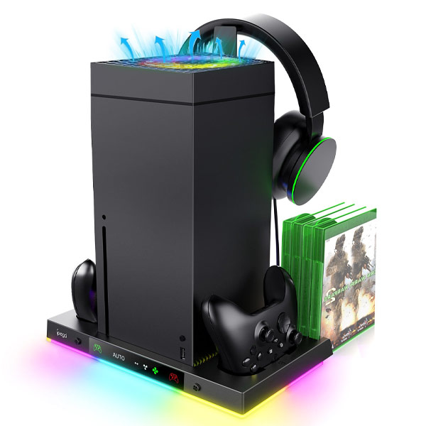 iPega XBX024S Multifunkčný nabíjací stojan s RGB a chladením pre Xbox Series X