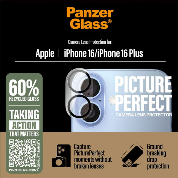 PanzerGlass Ochranný kryt objektívu fotoaparátu Hoops pre Apple iPhone 16/16 Plus, čierna