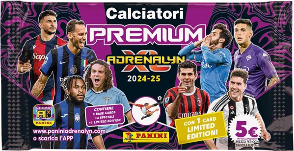 Zberateľské futbalové karty SERIE A 2024/2025 Adrenalyn Karty PREMIUM PACKET