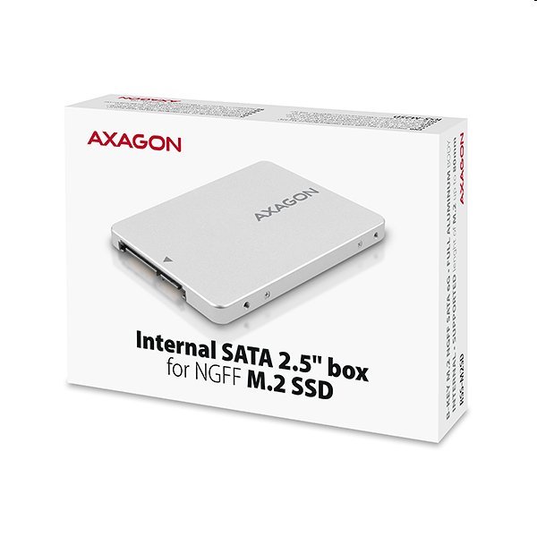 AXAGON RSS-M2SD, M.2 SSD, SATA, 2.5" interný adaptér, hliníkové prevedenie