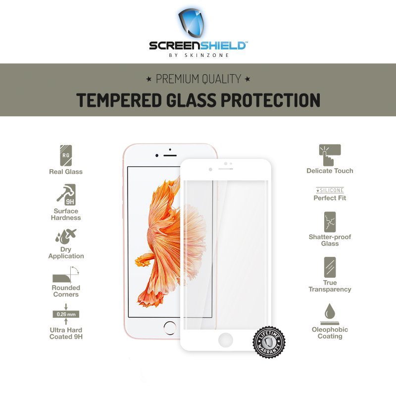 Ochranné temperované sklo Screenshield 3D pre Apple iPhone 7 - Full Cover Metalic White - Doživotná záruka