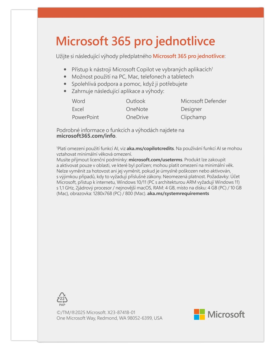 Microsoft 365 pre jednotlivca - 12 mesiacov