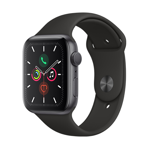 Apple Watch Series 5 GPS, 44mm kozmická sivá Aluminium Case with čierna Sport Band - S/M & M/L