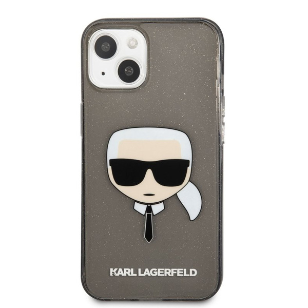 Zadný kryt Karl Lagerfeld TPU Full Glitter Karl Head pre iPhone 13 mini, čierna