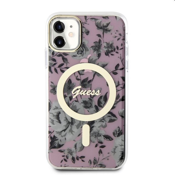 Zadný kryt Guess PC/TPU Flowers IML MagSafe for Apple iPhone 11, ružová Zadný kryt Guess PC/TPU Flowers IML MagSafe for Apple iPhone 11, ružová