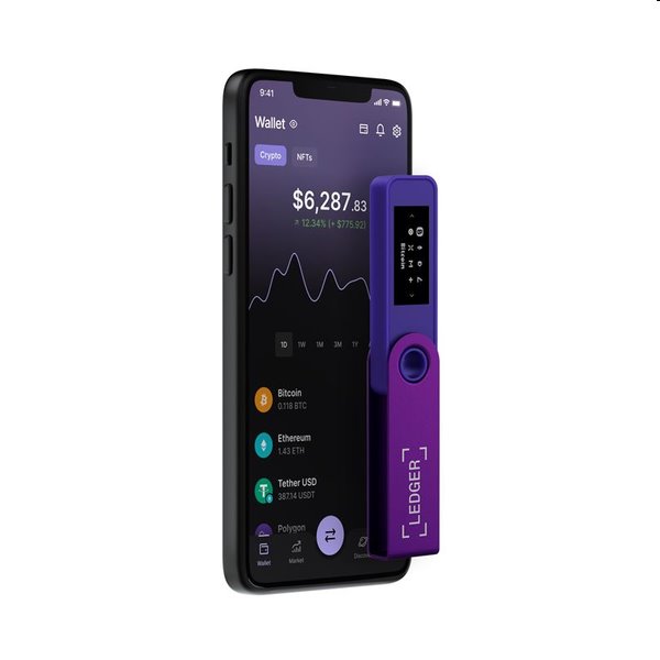 Ledger Nano S Plus hardvérová peňaženka na kryptomeny, amethyst purple