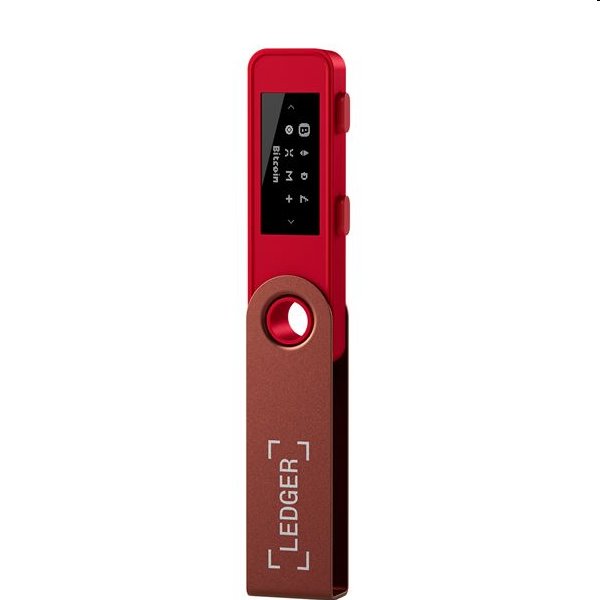 Ledger Nano S Plus hardvérová peňaženka na kryptomeny, ruby red