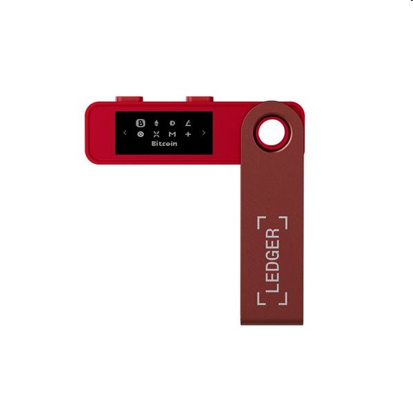 Ledger Nano S Plus hardvérová peňaženka na kryptomeny, ruby red