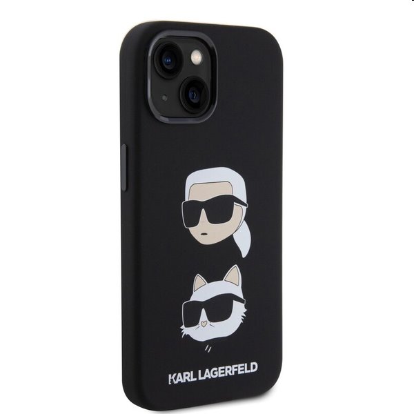 Zadný kryt Karl Lagerfeld Liquid Silicone Karl and Choupette Heads pre Apple iPhone 15, čierna