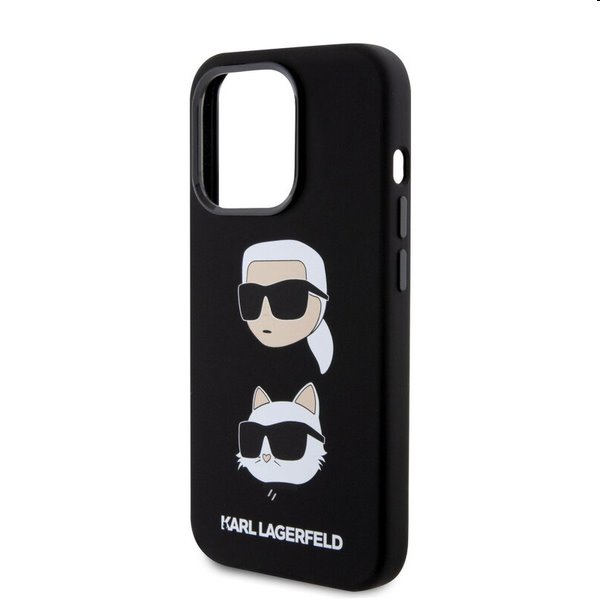 Zadný kryt Karl Lagerfeld Liquid Silicone Karl and Choupette Heads pre Apple iPhone 15 Pro Max, čierna