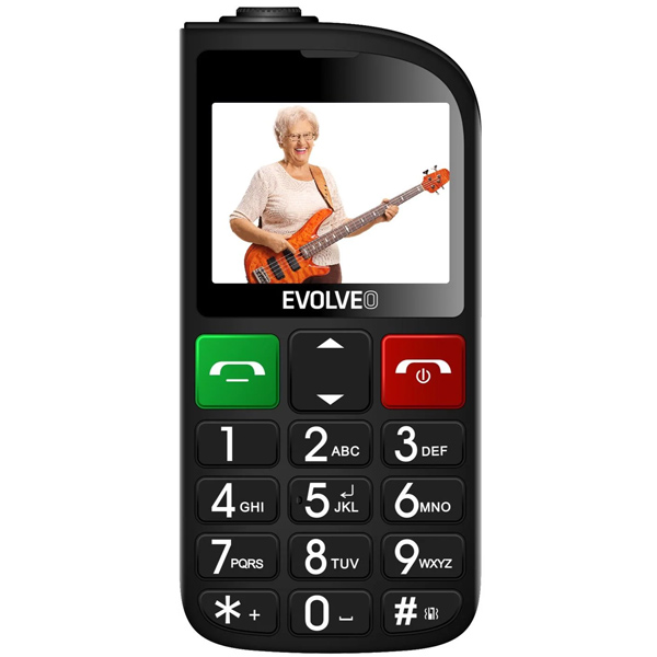 Evolveo EasyPhone FL, mobilný telefón pre seniorov s nabíjacím stojanom, čierny