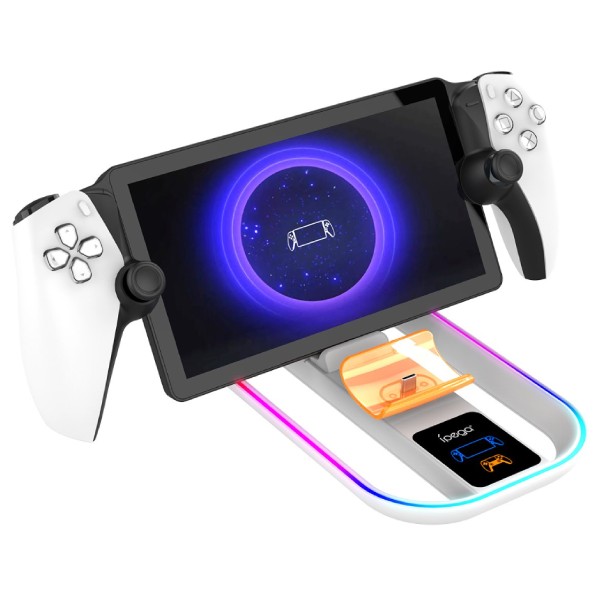 iPega P5P11 nabíjacia stanica s RGB 2v1 pre Playstation Portal Remote Player a PS5 ovládač, biela