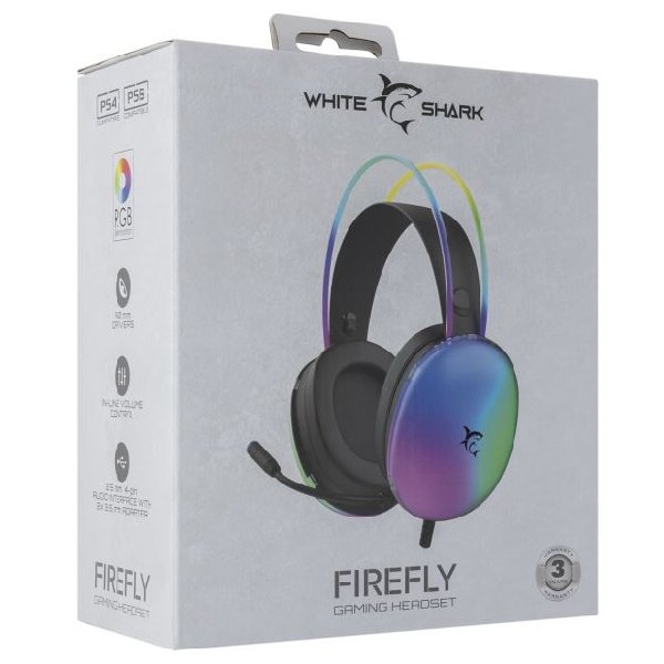 White Shark herné slúchadlá FIREFLY pre PC, PS4, PS5, Xbox, MAC, čierne