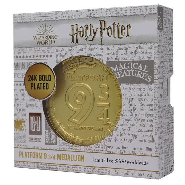 Zberateľský medailón Harry Potter Platform 9 3/4 Limited Edition (pozlátený)