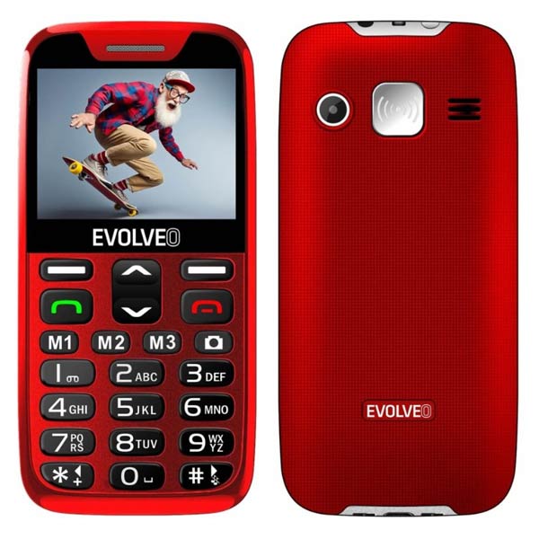 Evolveo EasyPhone XR, mobilný telefón pre seniorov s nabíjacím stojanom, červený