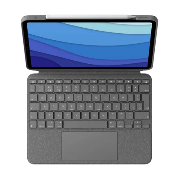 Logitech COMBO TOUCH pre iPad Pro (1., 2., 3, a 4. gen.), UK, sivá