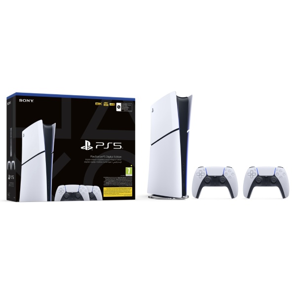 PlayStation 5 Digital (Model Slim) + 2x PlayStation 5 DualSense bezdrôtový ovládač, biely