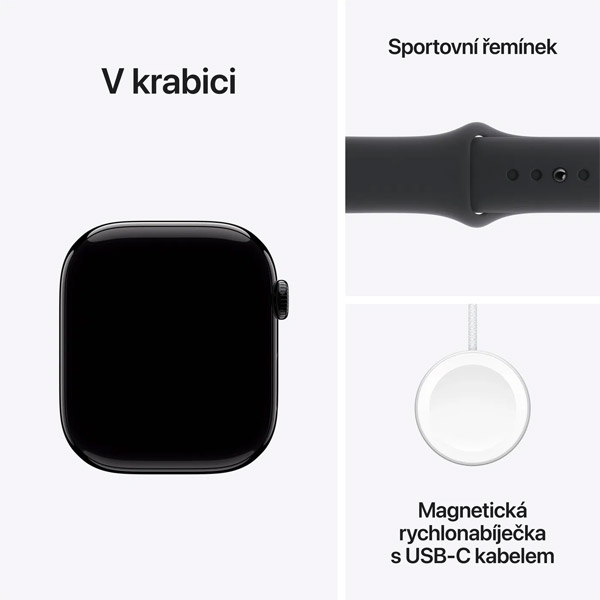 Apple Watch Series 10 GPS 46mm Klavírne čierne hliníkové s čiernym športovým remienkom - S/M