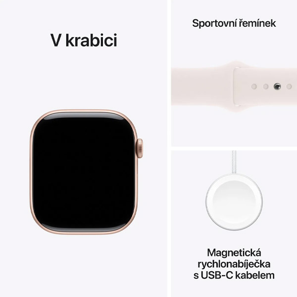 Apple Watch Series 10 GPS 46mm Ružovo zlaté hliníkové so svetlo rumenným športovým remienkom - S/M