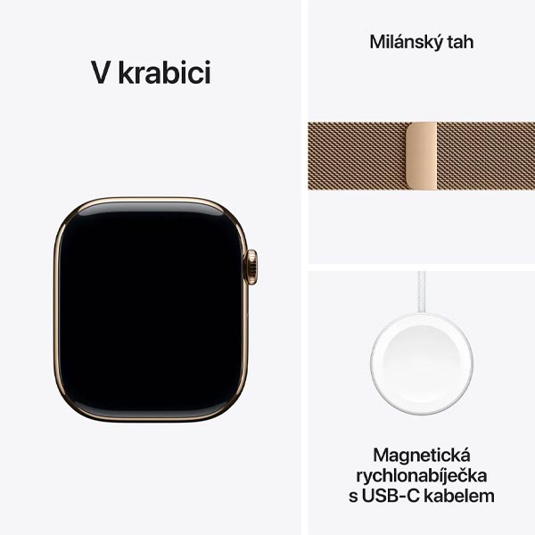 Apple Watch Series 10 GPS + Cellular 46mm Zlaté titánové so zlatým milánskym remienkom - S/M