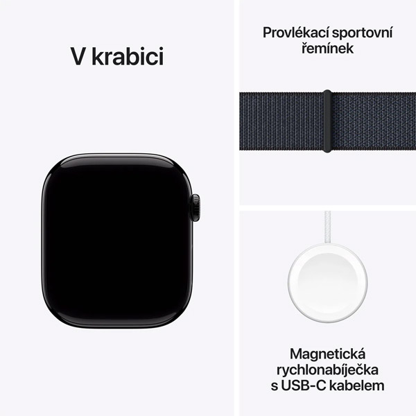 Apple Watch Series 10 GPS + Cellular 46mm Klavírne čierne hliníkové s atramentovým fialovým prevliekacím športovým remienkom