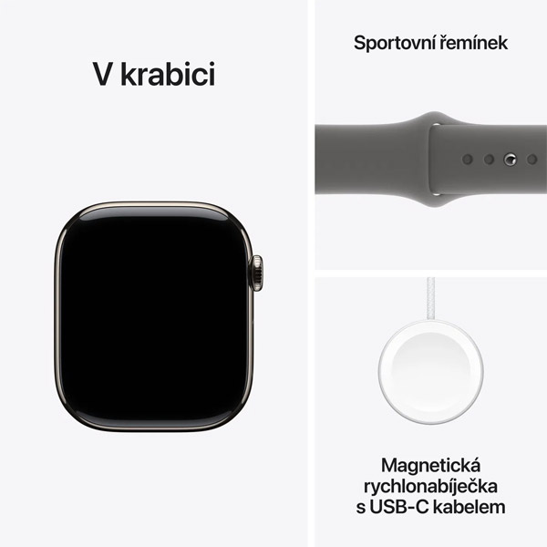 Apple Watch Series 10 GPS + Cellular 46mm Prírodné titánové so skalne sivým športovým remienkom - S/M