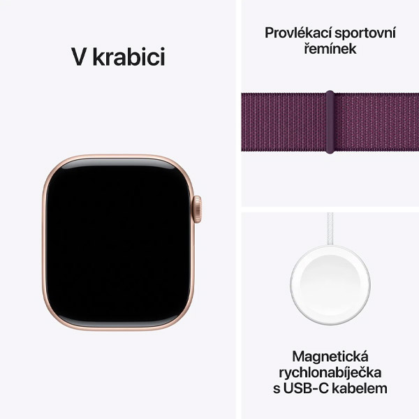 Apple Watch Series 10 GPS + Cellular 46mm Ružovo zlaté hliníkové so slivkovým prevliekacím športovým remienkom