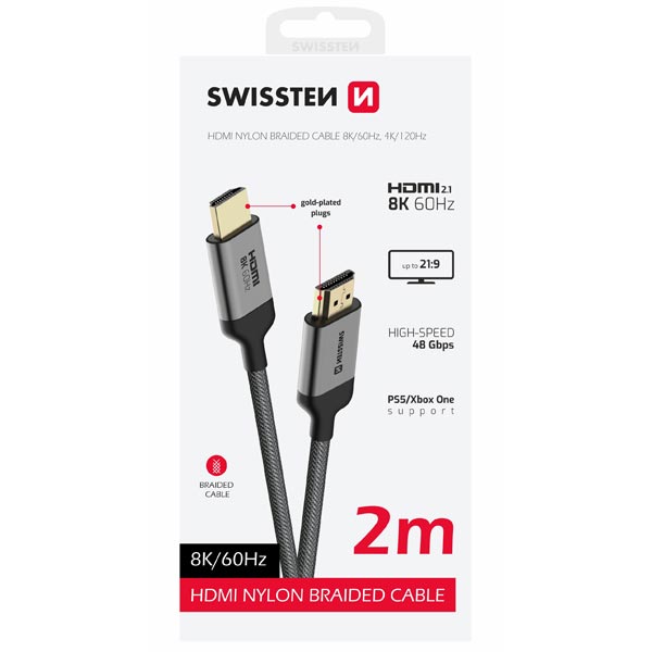 SWISSTEN kábel HDMI na HDMI 8K 60 Hz, 2 m