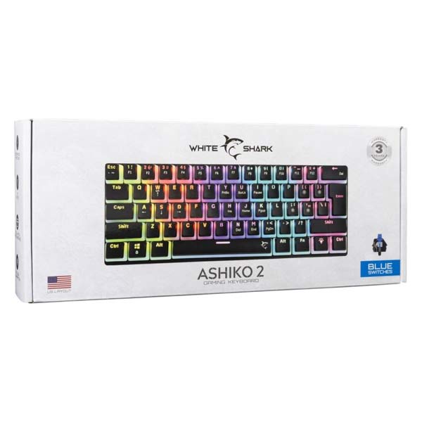 White Shark Gaming keyboard ASHIKO 2, blue switch, US, black