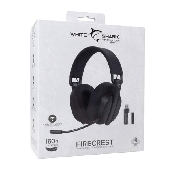 White Shark Wireless Gaming headphones FIRECREST, PC, PS4/PS5, MAC, black